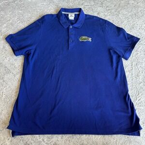 Lacoste Men's Big Croc Blue Polo Shirt Short Sleeve Collared Mesh‎ Top Size 2XL